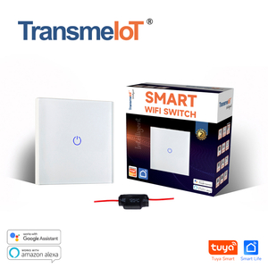 TransmeIoT TM-WF-EU01S WiFi Smart Wall Light Switch,Glass Panel, Multi-Control, 2.4GHz Wi-Fi Touch Switches, Single Line, Remote Control Smart Life/Tuya App, Work with Alexa, Google Home