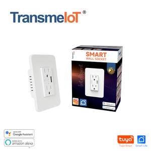 TransmIoT smart WIFI Wall Switch&Socket TM-WS-US01 smart phone control ,work with Google assistant Alexa,Tuya /Smart life 