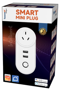 TransmeIoT Mini Smart PlugTM-MP-AU01U, WiFi Outlet Socket 1AC+2USB Compatible with Alexa And Google Home, Remote Control with Timer Function, No Hub Required